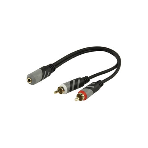 HQ 3.5mm stereo female naar 2x RCA male verloopkabel