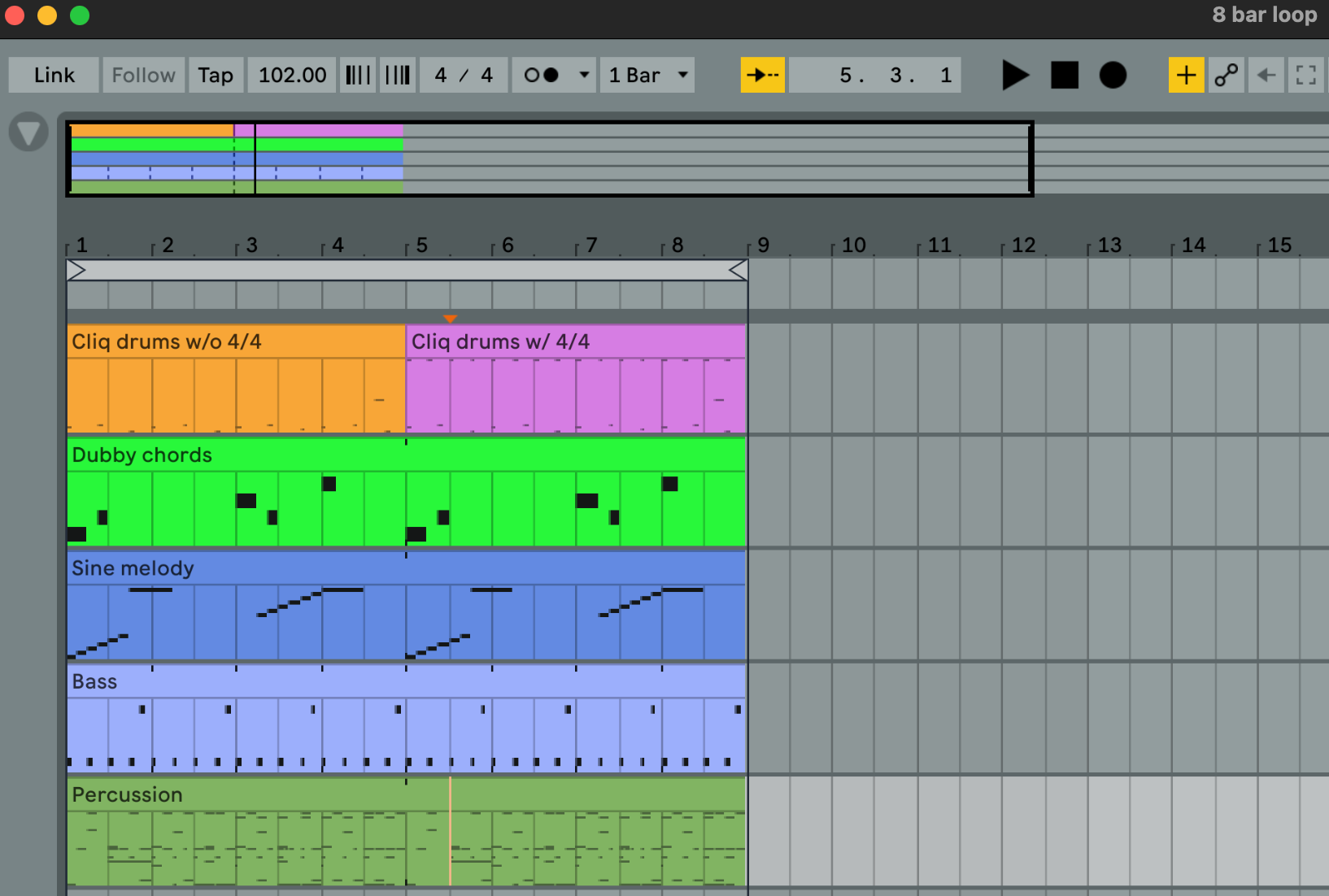 Arrangement templates in Ableton Live
