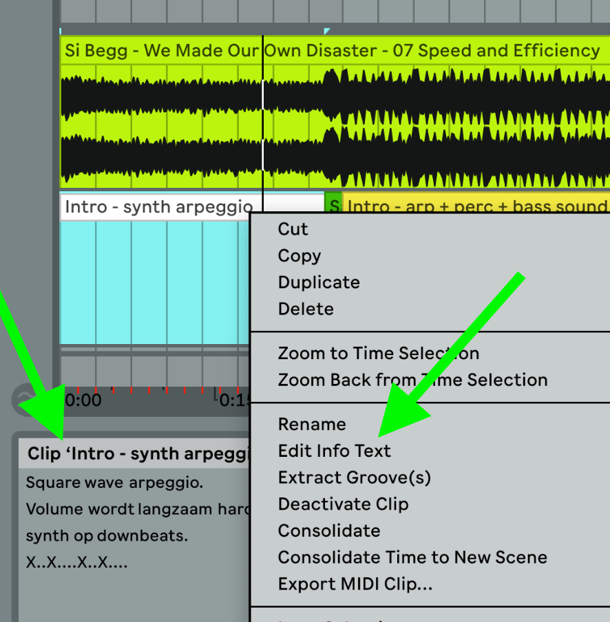 Arrangement templates in Ableton Live