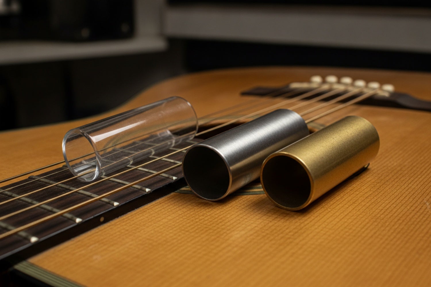 Gitaar slides: kies je voor glas, staal of messing?